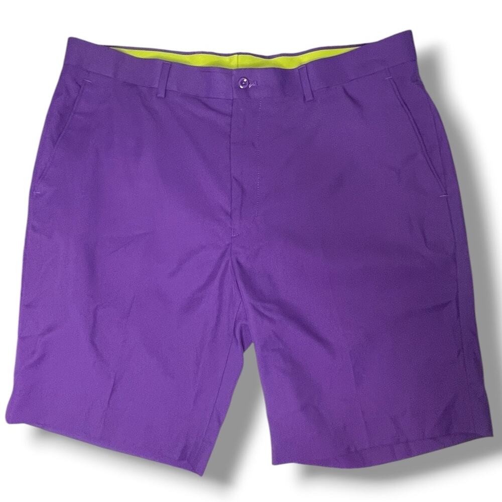 Men's Louis Raphael Purple Flat Front Performance Golf Shorts 38